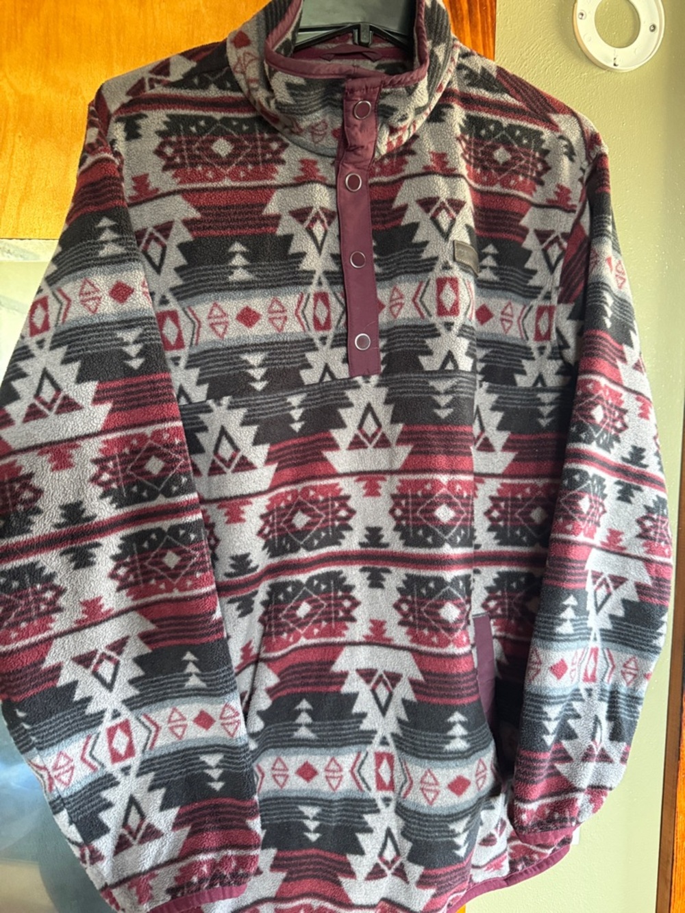 Cinch Aztec Snap-Placket Fleece in Wine, Ivory & Charcoal